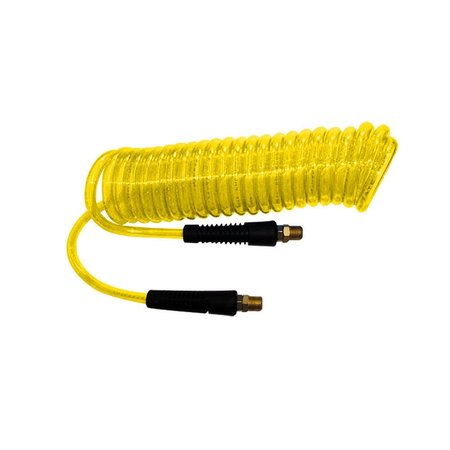 INTERSTATE PNEUMATICS Yellow Polyurethane Recoil Hose 1/4 Inch x 10 feet Swivel Fittings HR54-010